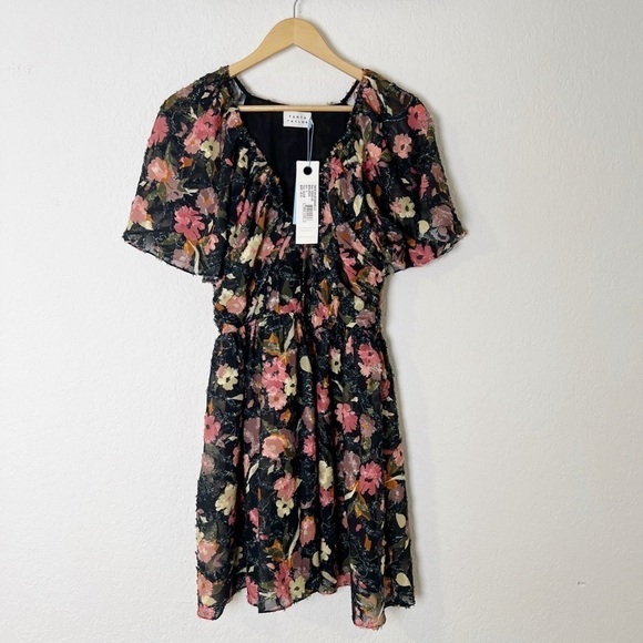 Tanya Taylor Mara Floral Print Flutter Sleeve Mini Dress - Picture 2 of 9